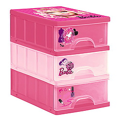 Cutie de depozitare Barbie cu 3 sertare