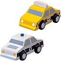 Taxi si masina de politie din lemn