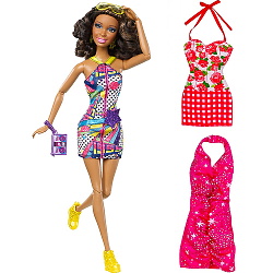 Barbie Fashionista - Set papusa Nikki cu 2 rochii
