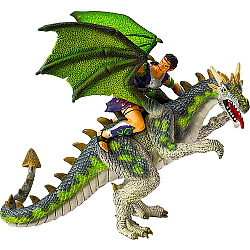 Figurina dragon verde cu calaret