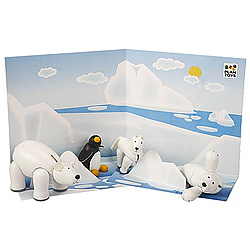 Set animale polare din lemn