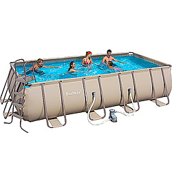 Set piscina cadru metalic rectangular