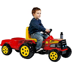 Tractor Farmer cu remorca (rosu)