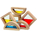 Plan Toys - Cuburi din lemn cu apa colorata