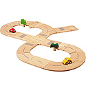 Plan Toys - PlanCity - Set circuit rutier din lemn (standard)