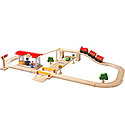 Plan Toys - PlanCity - Set circuit rutier si feroviar