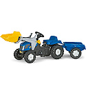 Rolly Toys - Tractor Rolly Kid cu cupa si remorca (albastru)